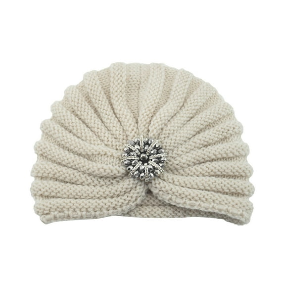 Yigetop Beanie for Women Women's Round Bead Accessories Hat Woolen Hat Knitted Hat Bohemian Toe Cap Winter Hats for Women Beige One Size
