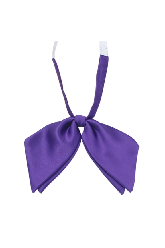 Black Bow Tie Women's Double Layer Bow Tie Bow Flower New Featherless Root Japanese College Style Solid Color Bright Face Bow Tie Black Bow Choker Purple one Size