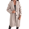 thumbnail image 1 of Yigetop Black Trench Coat Women Autumn and Winter Simple Long Sleeved Solid Color Single Breasted Woolen Jacket for Women Peacoat Womens Coat Khaki 2XL, 1 of 8
