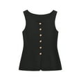 thumbnail image 1 of Yigetop Black Vest Women! Women's Lined Sleeveless Suit Vest 5 Button V Neck Fashion Waistcoat Vest Tops for Women D L, 1 of 2
