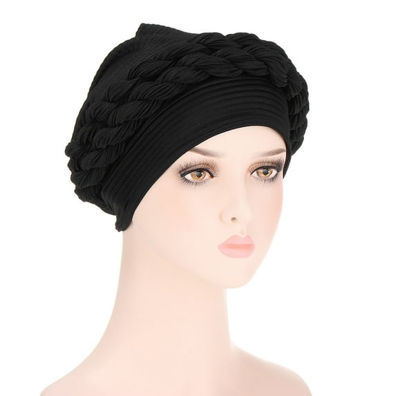 Yigetop Black Women Muslim Turban Hat Cancer Chemo Cap Hair Bonnet Head Scarf Wrap Cover Hot Sale Hat