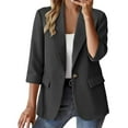 thumbnail image 1 of Yigetop Blazers for Women Business Casual, Ladies' Button Down Solid Color Cardigan Small Suit with Pockets and Three Quarter Sleeves 3/4 Sleeve Blazer for Women Black L, 1 of 6