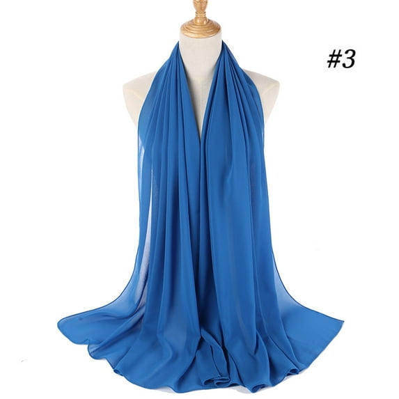 Yigetop Blue Women Plain Bubble Chiffon Scarf Hijab Wrap Printe Shawls Headband Muslim Hijabs Hot Sale Cotton and Linen Scarf Head Scarf Muslim