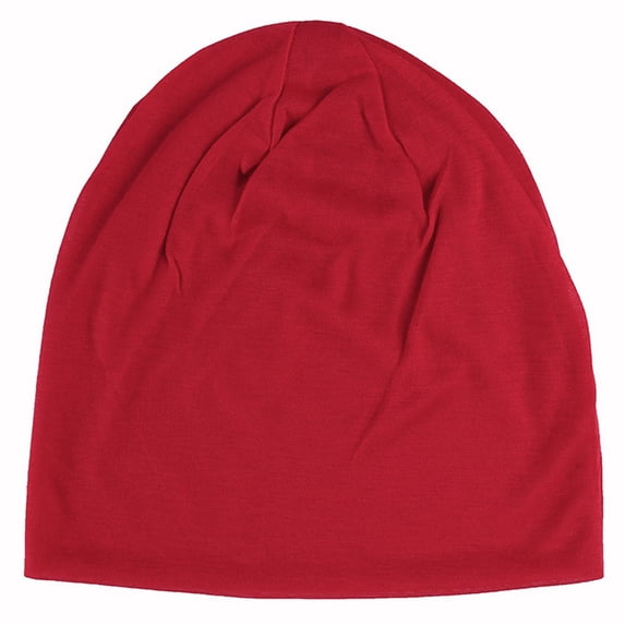 Yigetop Bonnet Men Soild india Stretch Drawstring Hat Wool Knitting Hair Loss Head Scarf Wrap Hijab Scarf for Women Red One Size