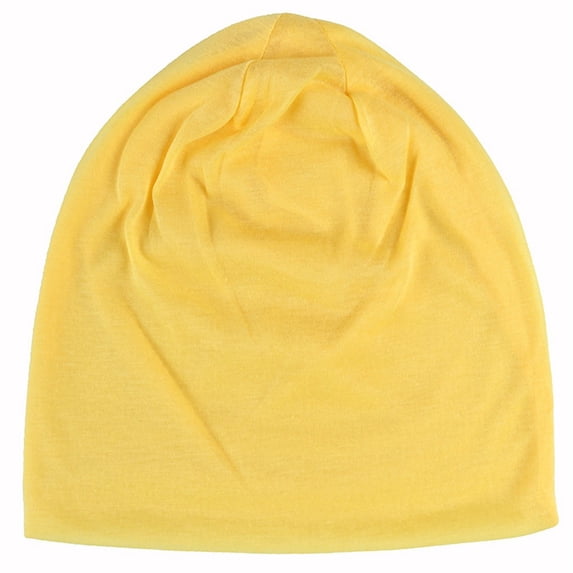 Yigetop Bonnet Men Soild india Stretch Drawstring Hat Wool Knitting Hair Loss Head Scarf Wrap Hijab Scarf for Women Yellow One Size