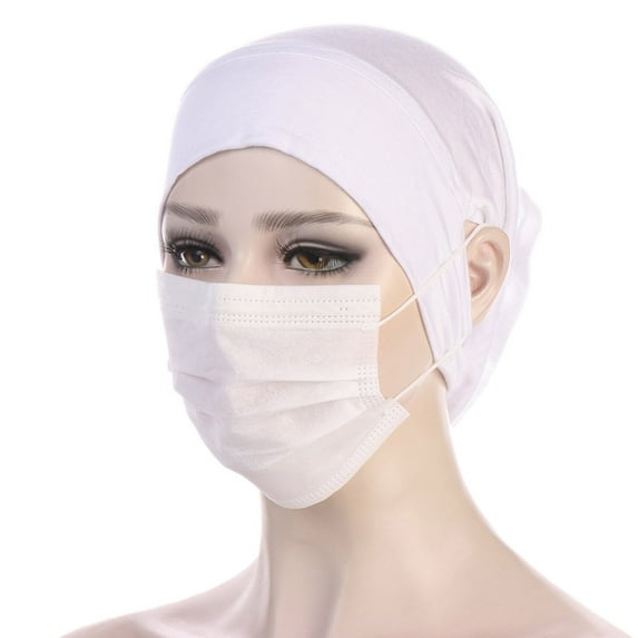 Yigetop Bonnet Muslim Hijab Undercap with Ear Hole Underscarf inner Cap Jersey Hijabs Bonnet Caps Turban Under Cap with Ear Cut Outs for Headphones Hats Hijab Cap White One Size