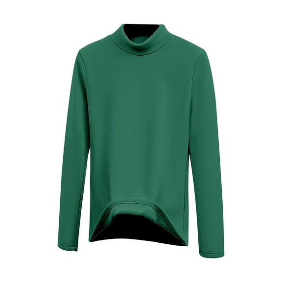 Yigetop Casual Tops for Women Women's Turtleneck Fleece Lined Long Sleeve Top Warm Thermal Pullover Shirt for Cold Weather & Daily Wear Turtleneck Tops for Women Green XL