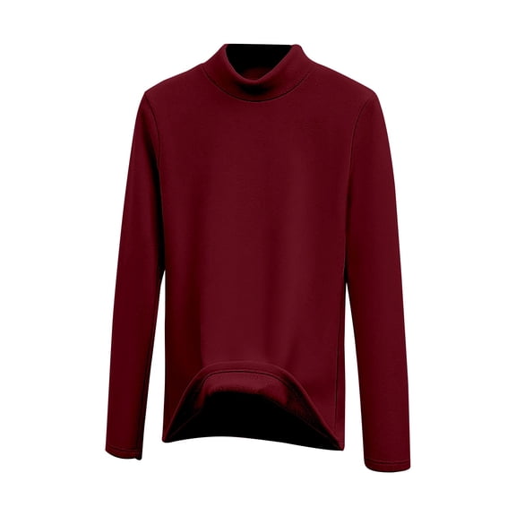 Yigetop Casual Tops for Women Women's Turtleneck Fleece Lined Long Sleeve Top Warm Thermal Pullover Shirt for Cold Weather & Daily Wear Turtleneck Tops for Women Red 3XL
