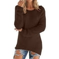 thumbnail image 1 of Yigetop Cozy Sweaters for Women, Women's Fashionable Long Sleeve Pullovers Loose Fuzzy Jumper Sweater Fluffy Sweater Brown 4XL, 1 of 1