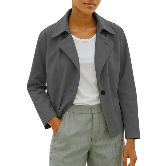 Yigetop Cropped Blazers for Women Suit Jackets for Women Open Front Work Lightweight Coats Spring Summer Short Blazer Jacket Peacoat Women's Blazers & Suit Jackets, Grey, 2XL