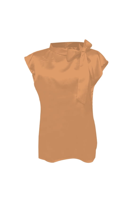 Elegant Tops for Women! Half Open Collar Bow Skin Top Satin Top for Women Business Casual Tops for Women orange XL