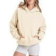 thumbnail image 1 of Yigetop Essentials Hoodie, Women Oversized Sweatshirt Casual Basic Long Sleeve Athletic Workout Pullover Fall Clothes Thin Hoodie Light Yellow M, 1 of 9