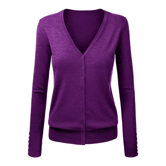 Yigetop Fall Cardigans for Women, Women's Button Down V Neck Long Sleeve Soft Cardigan Basic Knit Cardigan Sweater Knit Cardigans for Women Clear XL