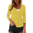 thumbnail image 1 of Yigetop Fall Cardigans for Women, Women's Button Down V Neck Long Sleeve Soft Cardigan Basic Knit Cardigan Sweater Knit Cardigans for Women Yellow M, 1 of 1