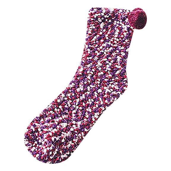 Yigetop Fall Socks Ladies Cake Socks Coral Fleece Cake Floor Socks Chrysanthemum Yarn Sleeping Socks "Cupcake" Socks with Gift Box Ankle Socks for Women Purple A