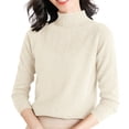 thumbnail image 1 of Yigetop Fall Sweaters for Women, A Lady's Semi High Neck Long Sleeved Textured Printed Knitted Base Layer with A Loose inner Sweater Light Sweaters for Women Beige L, 1 of 9