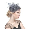thumbnail image 1 of Yigetop Fascinators Hats for Women Women Flower Mesh Ribbons Feathers Headband Cocktail Tea Party Hat Headwear Tea Hat Grey One Size, 1 of 2