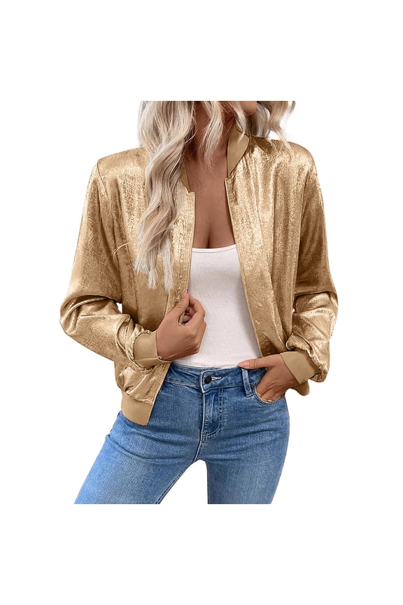 Fashion Jackets for Women, Ladies' Pure Color Stitching Thin Fashionable Outerwear Slim Fitting Casual Jacket Top Women's Casual Jackets Yellow XL