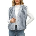 thumbnail image 1 of Yigetop Faux Fur Vest Womens Vest V Neck Sleeveless Open Front Cardigan Top Fuzzy Coats Jacket Outwear with Pockets Furry Vest Women Light Ashy XL, 1 of 1