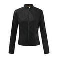 thumbnail image 1 of Yigetop Faux Leather Jacket Women Fashion Women Long Sleeve Open Front Short Cardigan Suit Jacket Coat Top Fashion Jackets For Women Black L, 1 of 7