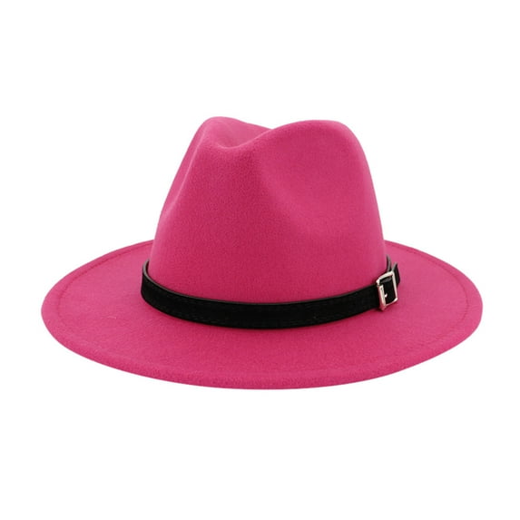 Yigetop Fedora Hats for Men Men & Women Vintage Wide Hat with Belt Buckle Adjustable Outbacks Hats Fedora Hats for Women Hot Pink One Size