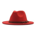 thumbnail image 1 of Yigetop Fedora Hats for Men Womens Classic Wide Floppy Panama Hat Belt Buckle Wool Fedora Hat Felt Hats for Women Red One Size, 1 of 9