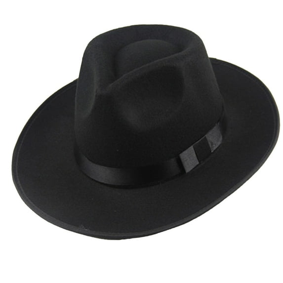 Yigetop Fedora Hats for Women Men Women Hard Wide Brim Panama Hat Autumn Vintage Cap Black Wide Brim Hats for Women Black One Size
