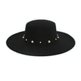 thumbnail image 1 of Yigetop Felt Cowboy Hat for Women Fedora Hats for Men Women Elegant Winter Wool Bucket Hat Vintage Cloche Bowler Hats Wide Brim Hats with Buttons Decoration Fedora Hats for Men Black one Size, 1 of 3