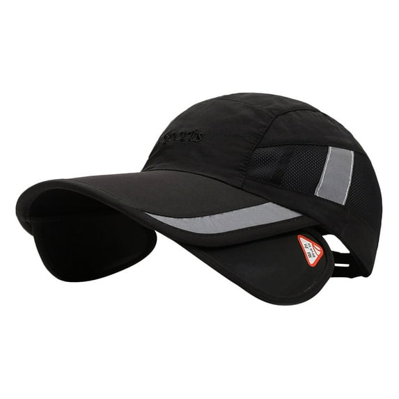 Yigetop Fitted Hats for Men Men Hat Sunshade Baseball Cap Retractable Brim Hat Summer Sunscreen Breathable Cap Cycling Sun Hat Hats for Men Black one Size