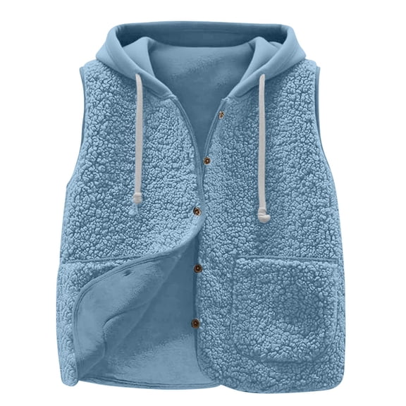 Yigetop Fleece Vest Women Women's Lightweight Outerwear Vests Sleeveless Fleece Jacket Casual Warm Sleeveless Zip Up Jacket with Pockets Winter Vest for Women Sky Blue S