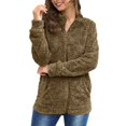 thumbnail image 1 of Yigetop Fleece Zip Up Jacket, Jacket Women Fleece Oversized Zip Up Jackets Long Cardigan Sweaters Fuzzy Winter Coats Shacket with Pockets Jackets for Women Coffee M, 1 of 2