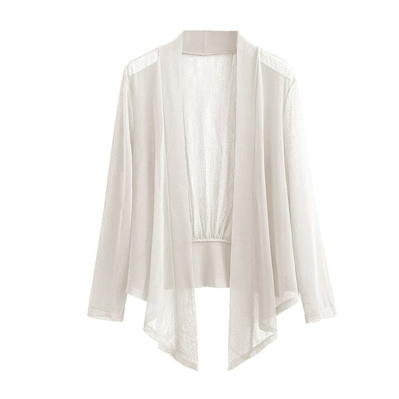 Yigetop Flowy Cardigan for Women Lightweight, Women's Long Sleeve Draped Open Front Cardigan Casual Loose Lightweight Cardigans Ladies Cardigan Sweaters White 5XL