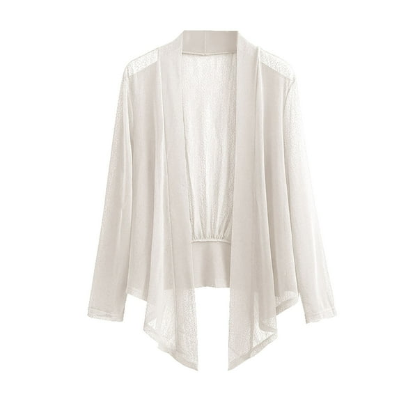 Yigetop Flowy Cardigan for Women Lightweight, Women's Long Sleeve Draped Open Front Cardigan Casual Loose Lightweight Cardigans Ladies Cardigan Sweaters White S