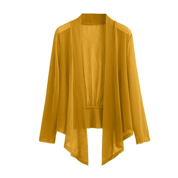Yigetop Flowy Cardigan for Women Lightweight, Women's Long Sleeve Draped Open Front Cardigan Casual Loose Lightweight Cardigans Ladies Cardigan Sweaters Yellow L