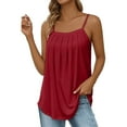 thumbnail image 1 of Yigetop Flowy Tank Tops for Women, Summer Tank Tops for Women 2025 Loose Fit Pleated Square Neck Sleeveless Shirt Curved Flowy Vest Basic Cotton Tee Sleeveless Tops for Women Red S, 1 of 7