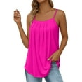 thumbnail image 1 of Yigetop Flowy Tank Tops for Women, Summer Tank Tops for Women 2025 Loose Fit Pleated Square Neck Sleeveless Shirt Curved Flowy Vest Basic Cotton Tee Sleeveless Tops for Women Hot Pink S, 1 of 7