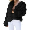thumbnail image 1 of Yigetop Fur Coats for Women European and American Wool Imitation Jacket Women's Short Long Sleeve Faux Leather Coat Faux Fur Jacket Women Black L, 1 of 7
