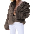 thumbnail image 1 of Yigetop Fur Coats for Women European and American Wool Imitation Jacket Women's Short Long Sleeve Faux Leather Coat Faux Fur Jacket Women Coffee S, 1 of 7