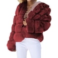 thumbnail image 1 of Yigetop Fur Coats for Women European and American Wool Imitation Jacket Women's Short Long Sleeve Faux Leather Coat Faux Fur Jacket Women Wine 4XL, 1 of 7