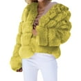 thumbnail image 1 of Yigetop Fur Coats for Women European and American Wool Imitation Jacket Women's Short Long Sleeve Faux Leather Coat Faux Fur Jacket Women Yellow 2XL, 1 of 7