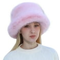 thumbnail image 1 of Yigetop Furry Hat Women Fashion Solid Color Mink Hat Windproof Warm Dome Hat Casual Plush in Winter Fuzzy Bucket Hats for Woman Pink One Size, 1 of 4