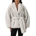 thumbnail image 1 of Yigetop Furry Jackets for Women Womens Cute Faux Fur Warm Coats with Belt Long Sleeve Lapel Furry Winter Jacket Plus Size Fur Coats for Women White XL, 1 of 1