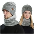 thumbnail image 1 of Yigetop Hat and Scarf Set for Men Men's and Women's Winter Knitted Fleece Windproof Hood Scarf Coif Winter Knit Hat Warm Hats for Adult Beanies Hats Men Grey One Size, 1 of 9