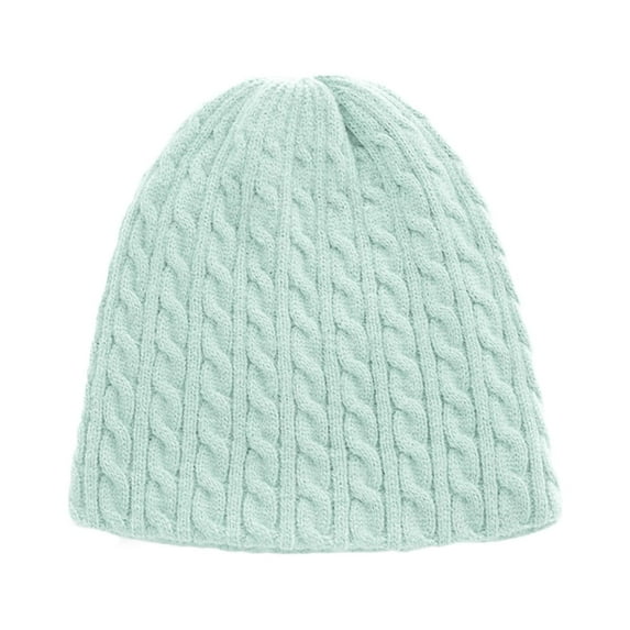 Yigetop Hats for Women Women Warm Solid Twist Knit Crochet Pile Pile Hat Pullover Cap Womens Beanie Mint Green One Size