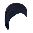 thumbnail image 1 of Yigetop Head Coverings for Women, Fashion Women Solid india Hat Muslim Ruffle Cancer Chemo Beanie Turban Wrap Cap Turban Head Wraps for Women Navy One Size, 1 of 2