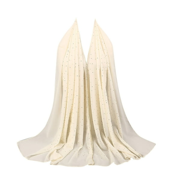 Yigetop Head Scarf for Women's Hair Women's Soft Chiffon Diamond Headscarf Spring Summer Long Shawl Muslim Hijab Muslim Head Scarf for Women Beige one Size