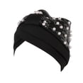 thumbnail image 1 of Yigetop Head Scarf for Women's Hair Womens Fashion Solid Color Hot Diamond Pearl Headband Womens Elastic Headband Cap Headband Cap Beanie for Women Black one Size, 1 of 5