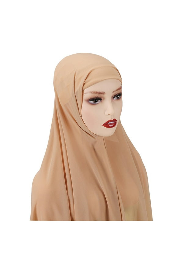 Head Scarf for Women's Hair Women's Soft Chiffon Long Scarf Shawl Fashion Muslim Hijab Wrap Hijab Beanie for Women Beige one Size