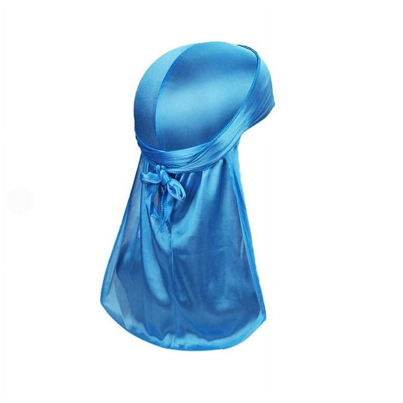 Yigetop Hijab Cap Men/Women Silk Polyester Bandana Hat Durag Rag Tail Headwrap Headwear Gift Hijab Scarf for Women Light Blue One Size