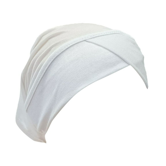 Yigetop Hijab Cap Women Casual Multicolor forehead Cap Fashion Solid Color Hijab Muslim Base Cap Muslim Head Scarf for Women White one Size